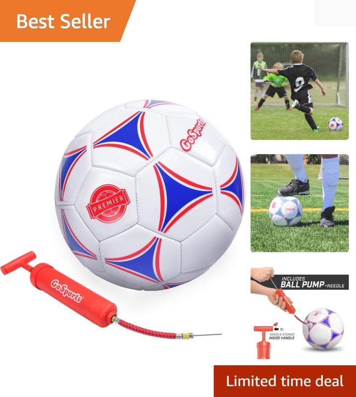 Premier Soccer Balls – Single or 6 Pack – Sizes 3, 4, 5, with Ball Pump