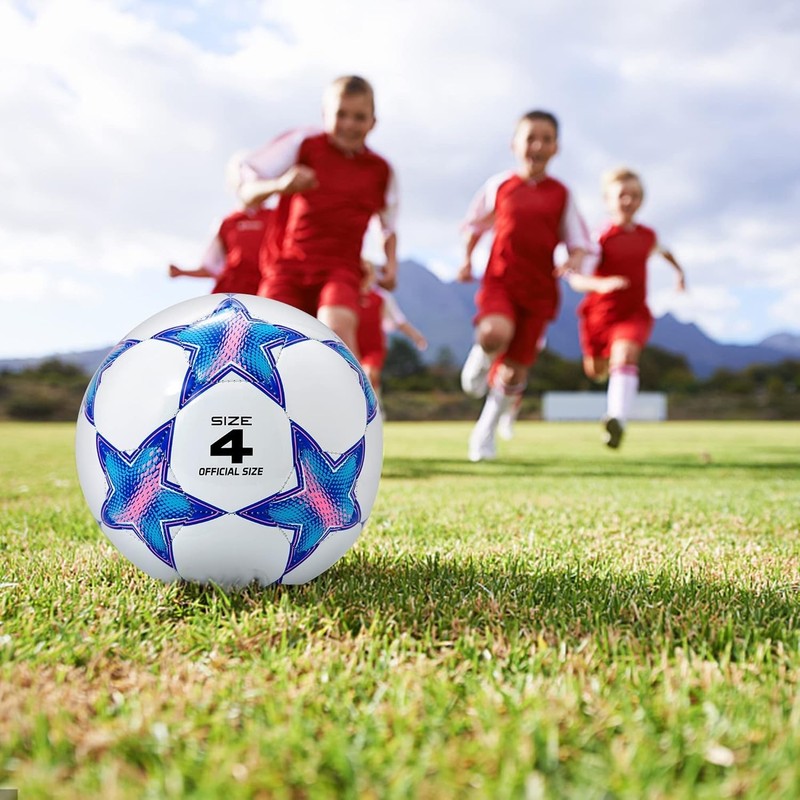 Molded Soccer Ball Size 4 Star Pattern Lightweight and Elastic for Young Players gallery