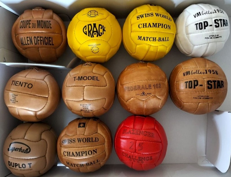 Historical Mini Ball FIFA world cup 1930 to 1966 in leather 11 Pcs Set size 1