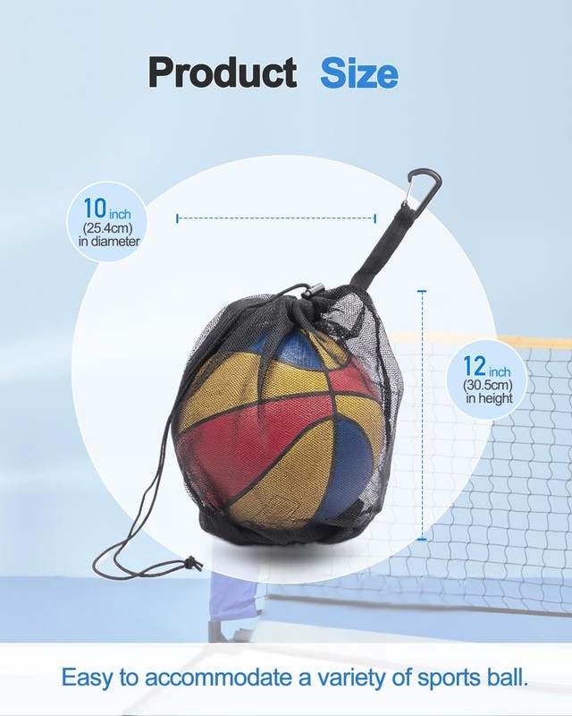 LHWINYI 2Pcs Single Mesh Ball Bag for Basketball Soccer Standard, Black-2PCS gallery