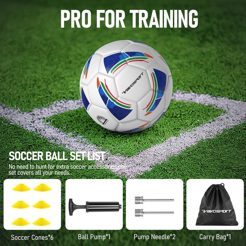 Soccer Ball Set – Official Size 3, 4, 5 Soccer Balls with Pump & 6 Cones, Wat... gallery