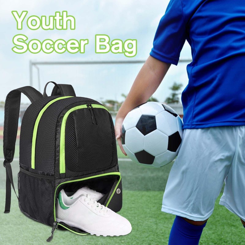 YOREPEK Soccer Backpack, Lightweight Water Resistant Sport Large, Black gallery