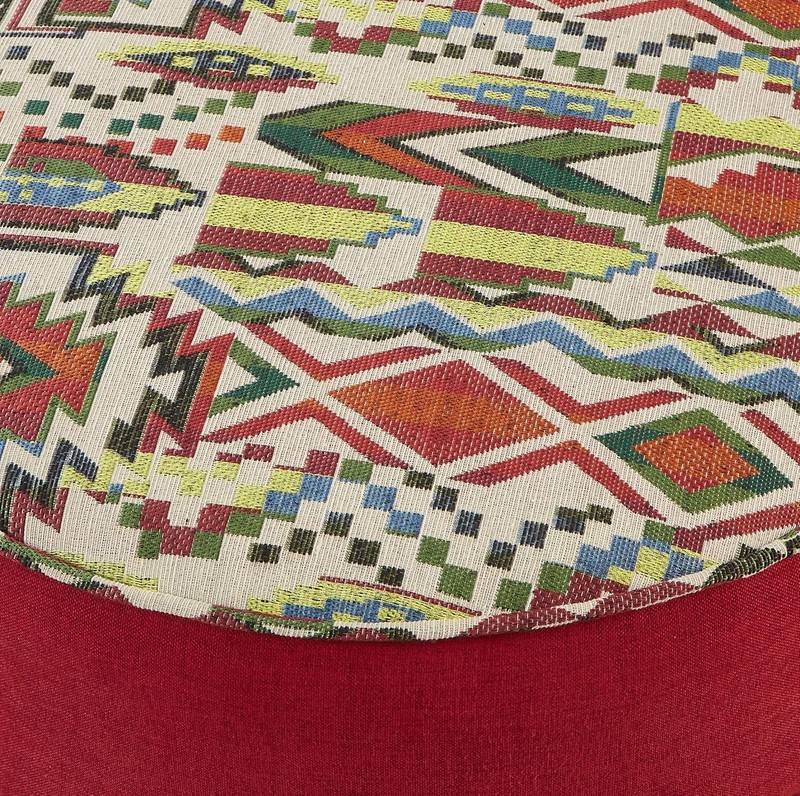 Upholstered Oversized Ottoman Modern round Floor Seating, Dia 21.5" Geometric Re gallery