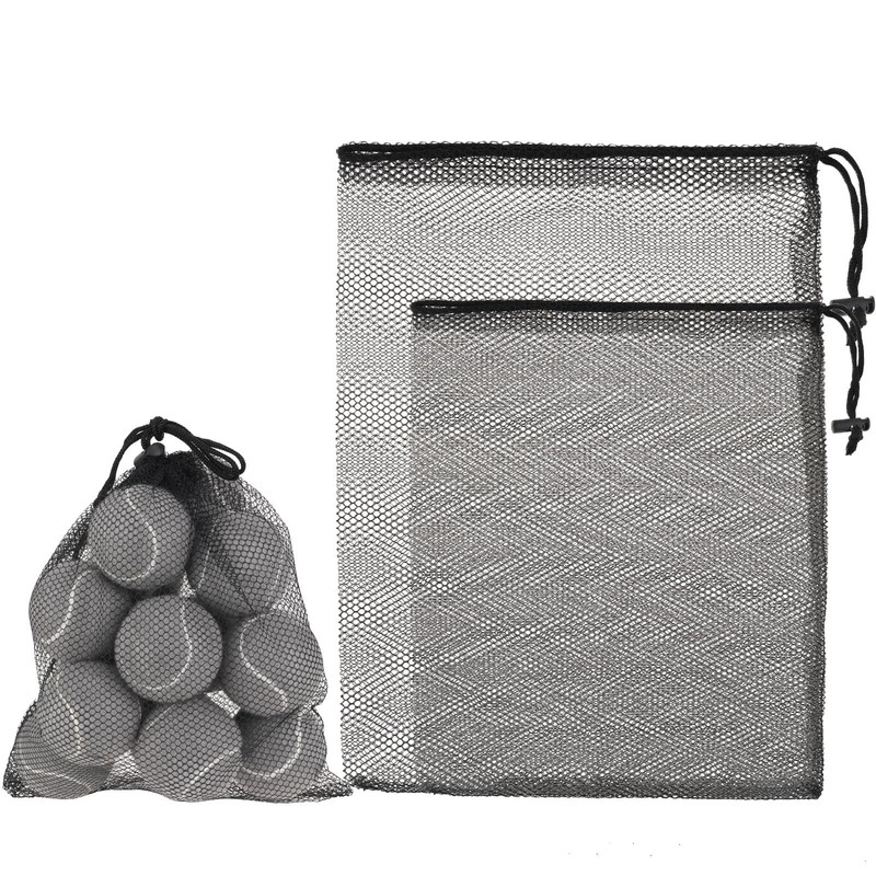 Thinp 2 Pcs Golf Ball Mesh Bag With Drawstring - Nylon for Medium, Black