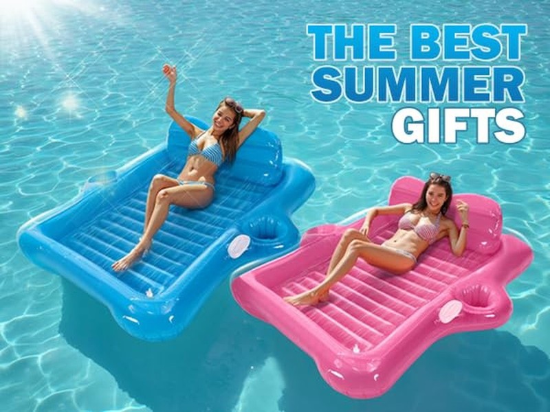 Snowalva Inflatable Tanning Pool Lounger Float, Pool Floats Adult with Automa... gallery