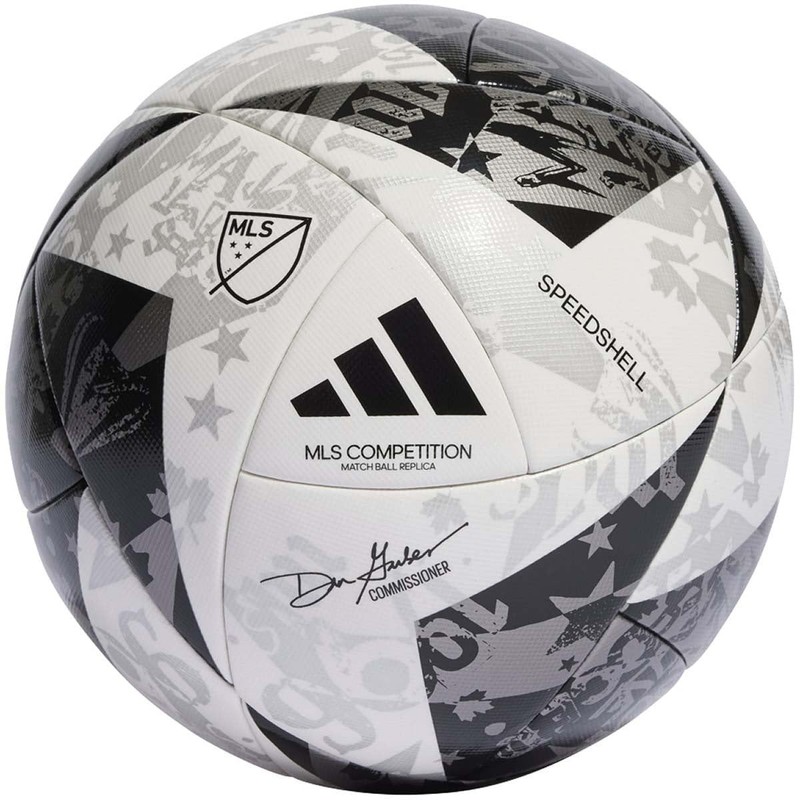 adidas MLS Competition Match Ball 4, White/Black/Silver Metallic