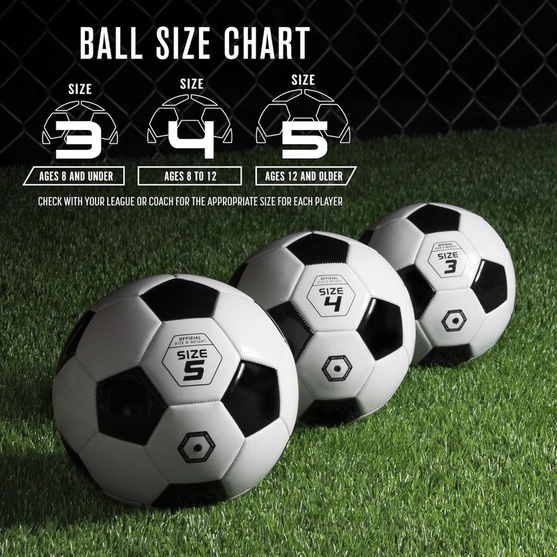 Soccer Ball - Classic Black & White Design with Air Pump - Size 3, 4, 5 gallery
