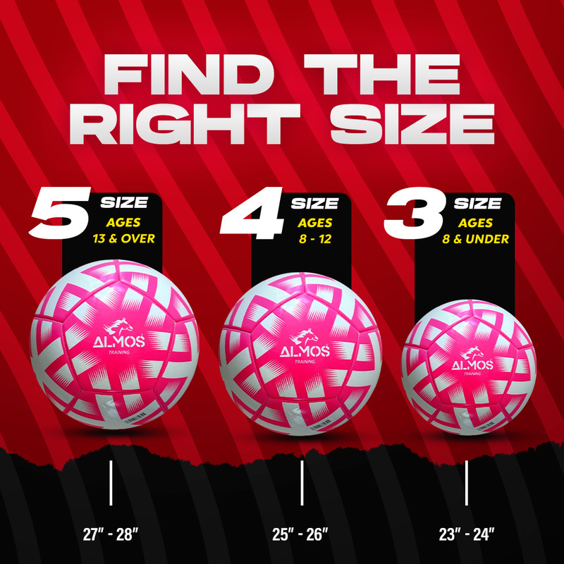 Almos Training PVC Soccer Ball – Size 4 & 5 | Blue, Red & Pink gallery