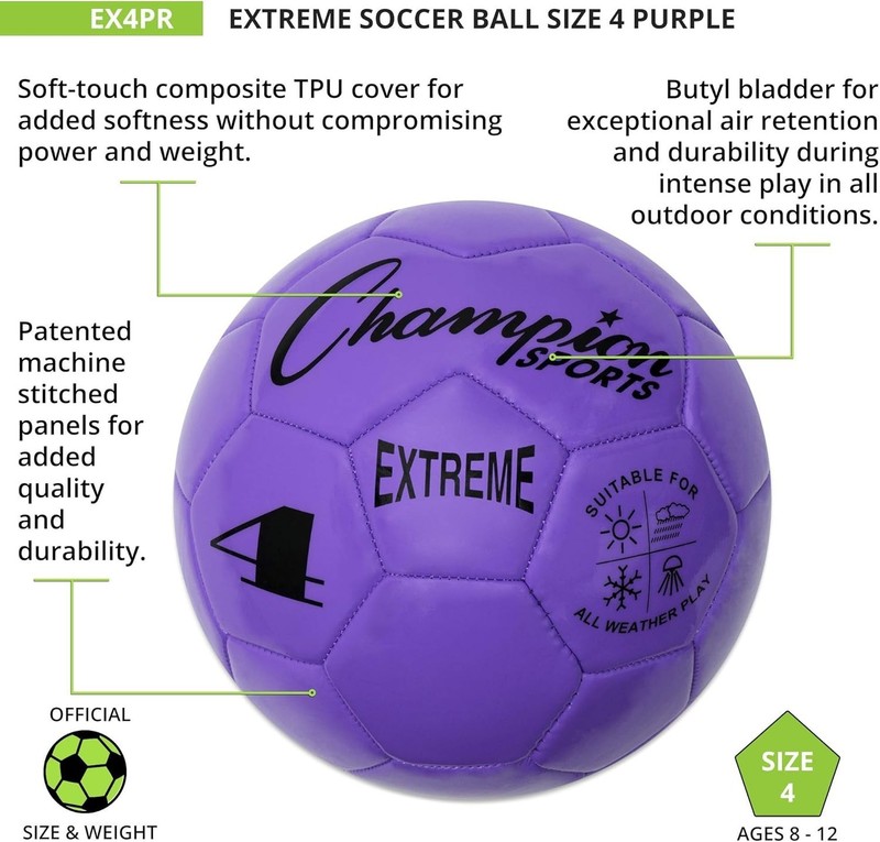 Extreme Soft Touch Soccer Ball - Machine-Stitched Size 4 for All Weather Play gallery