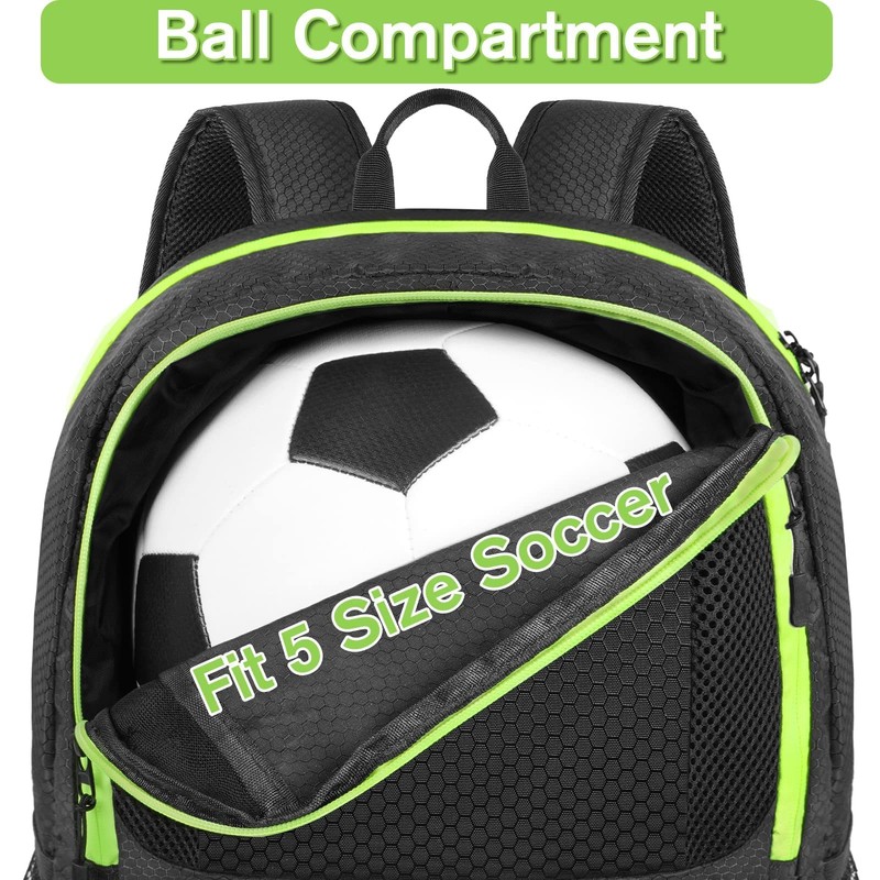 YOREPEK Soccer Backpack, Lightweight Water Resistant Sport Large, Black gallery