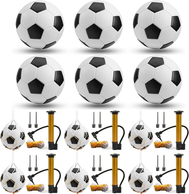 Bulk Soccer Ball Set – 6 Sizes 5/4/3 with Pump and Needles Included