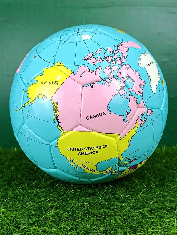 Rare! World Map Printed…Highly Composite Leather Size 5 Soccer Ball