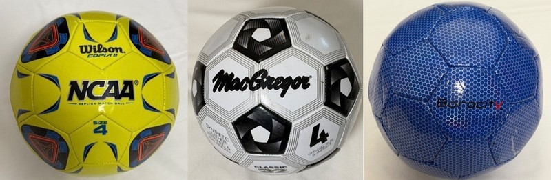 Soccer Balls Size 4 Yellow Wilson NCAA Copia II Blue Barocity White MacGregor