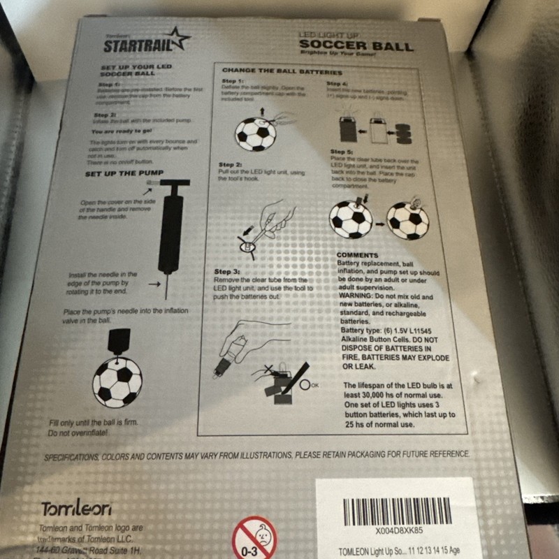 Tomleon Startrail LED Light Up Soccer Ball Size 5 Pump 32 Panel Kids Outdoor gallery