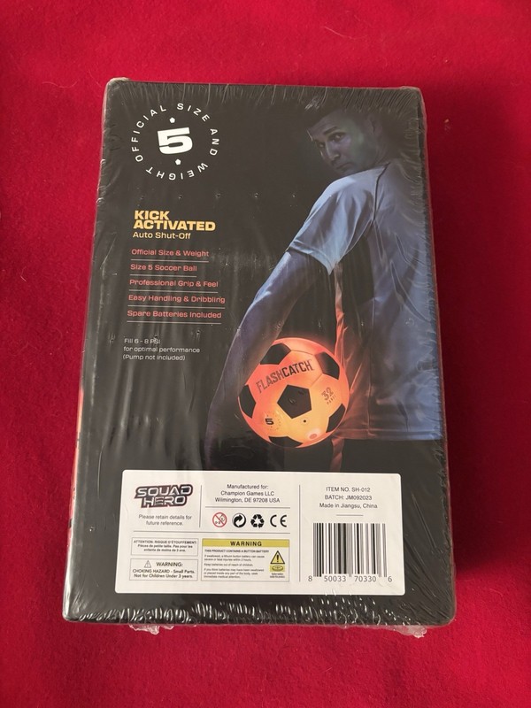 Squad Hero Flashcatch Light Up Soccer Ball Size 5 LED Kick Activated NEW Sealed gallery