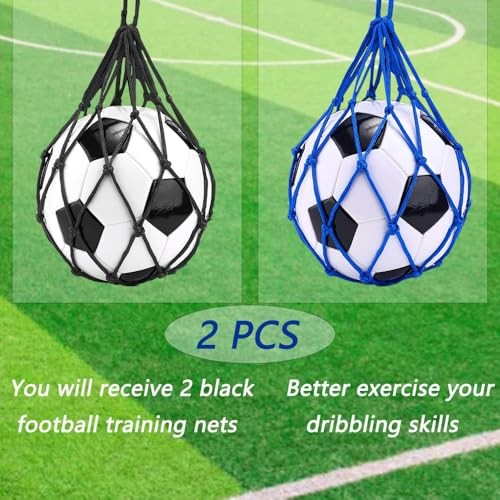 LOOEEL 2Pcs Soccer Ball Net Kicker,Football Kick Trainer,Soccer Black,Blue gallery