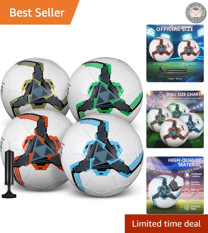 Stylish Inflatable Soccer Balls with Pump – 4 Pack, Ideal for Practice & Gifts
