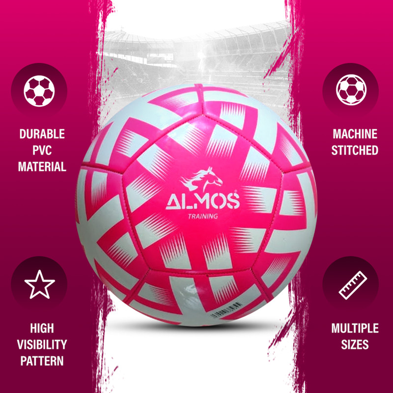 Almos Training PVC Soccer Ball – Size 4 & 5 | Blue, Red & Pink gallery