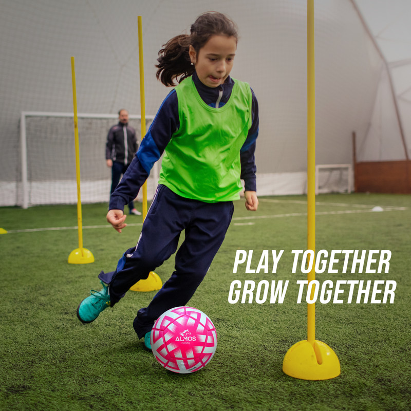 Almos Training PVC Soccer Ball – Size 4 & 5 | Blue, Red & Pink gallery