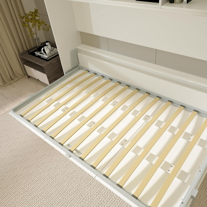 Modern Twin Size Horizontal Murphy Bed with Shelf Storage - Space-Saving Design gallery