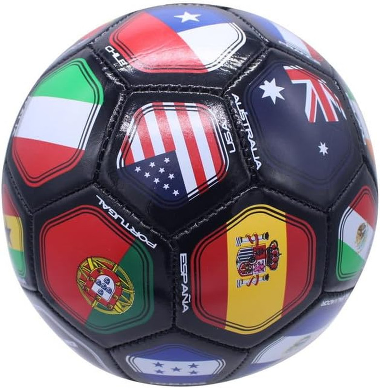 World Flag Outdoor Training Soccer Ball, Size 3, Black