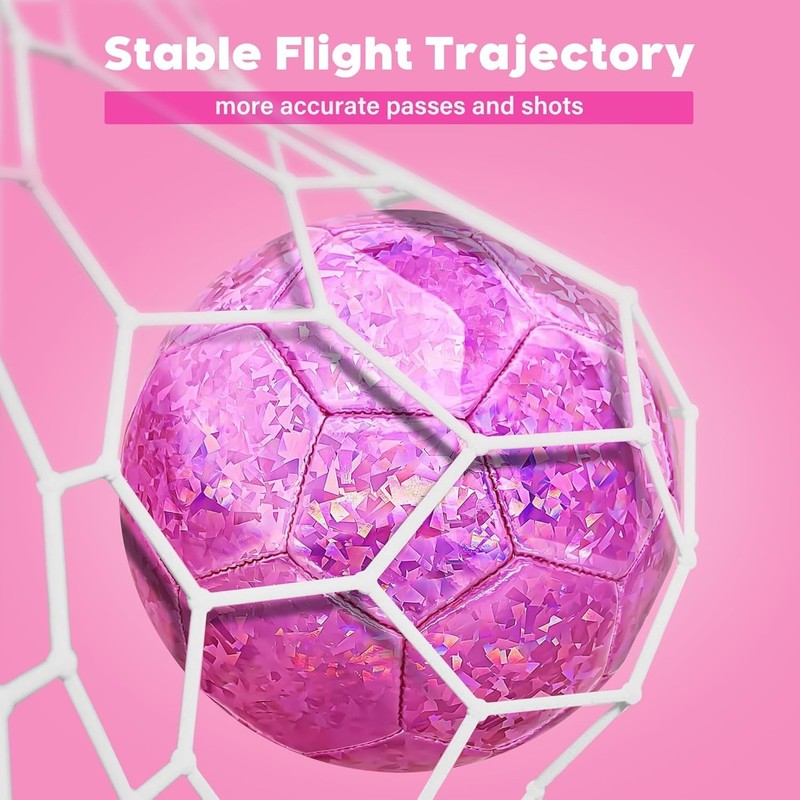 Machine Stitched Size 4 Soccer Ball - Glitter Pink for Kids’ Outdoor Activities gallery