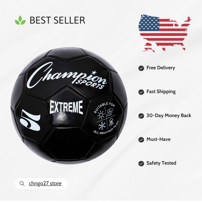 Champion Sports Extreme Series Soccer Ball – Durable, Soft Touch, Youth & Adult