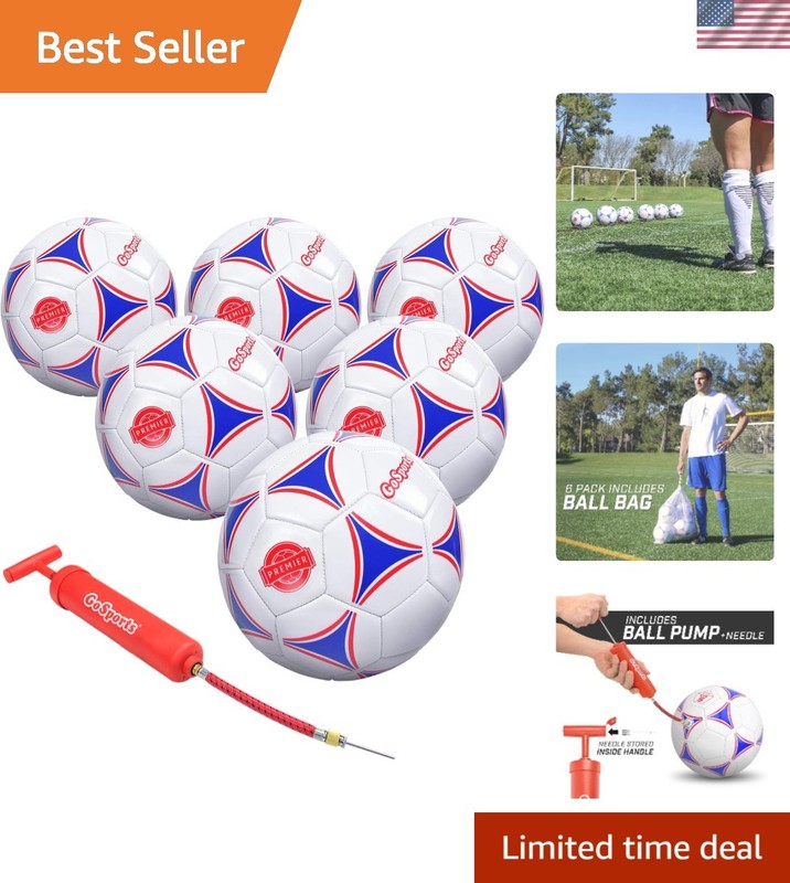 All-in-One Soccer Ball Set – 6 Pack, Size 5, with Pump & Carrying Bag Included