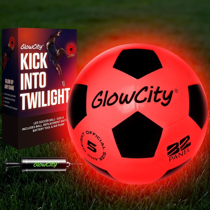 Glow in The Dark Soccer Ball | Light Up Indoor/Outdoor Soccer Ball with 2 LED…