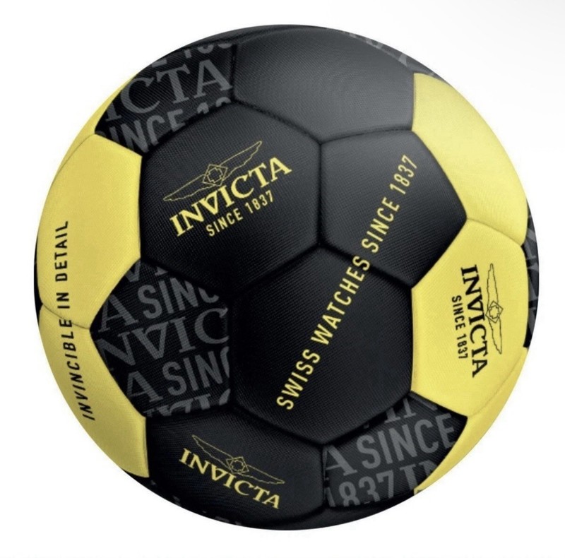 Invicta High Visibility Soccer Ball Size 5 Black Yellow Gray Since 1837