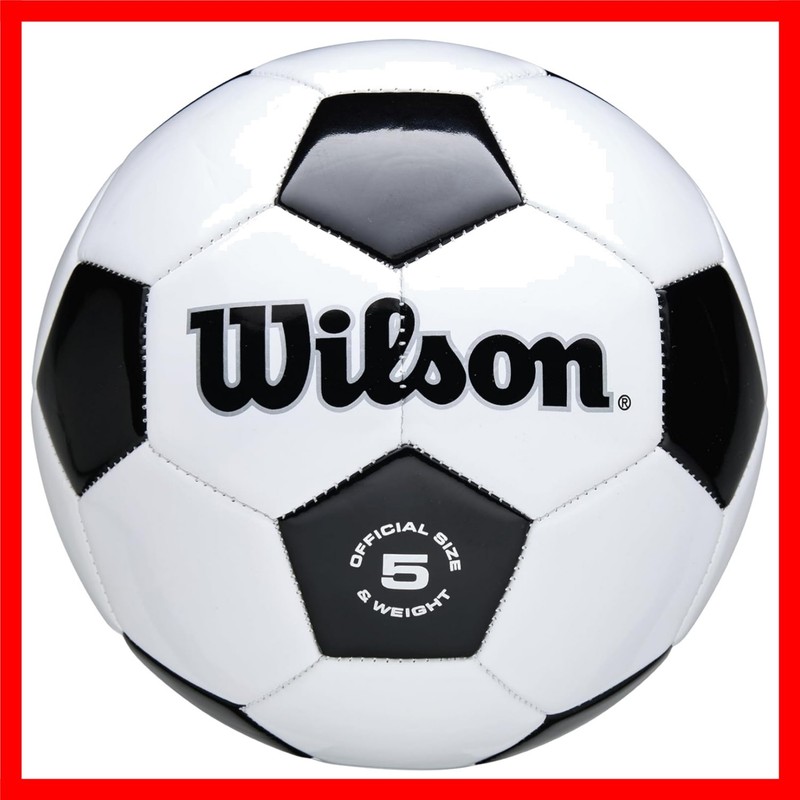 Wilson Traditional Size 5 Soccer Ball – Durable Synthetic Leather, Classic Bl…