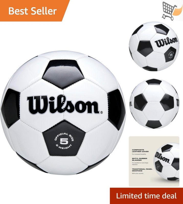 Soccer Ball Composite Size 5 Black White Synthetic Leather Recreational Use