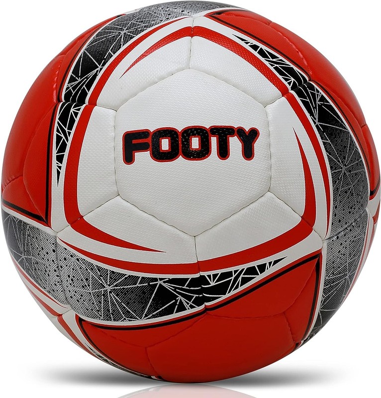 Brisko Footy Soccer Ball Size 5 Hand Stitched Red Leather Training – Football
