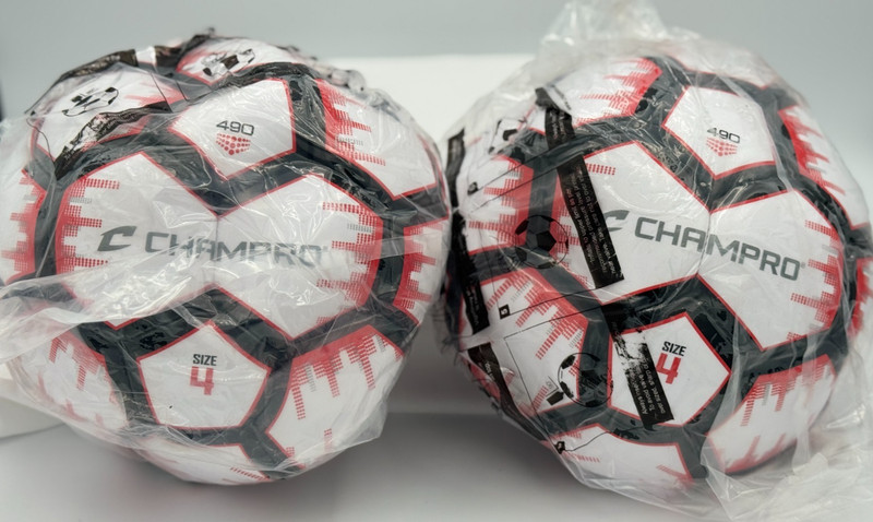 (2) Champro Soccer Balls – Size 4 – Red and White New In Packaging!