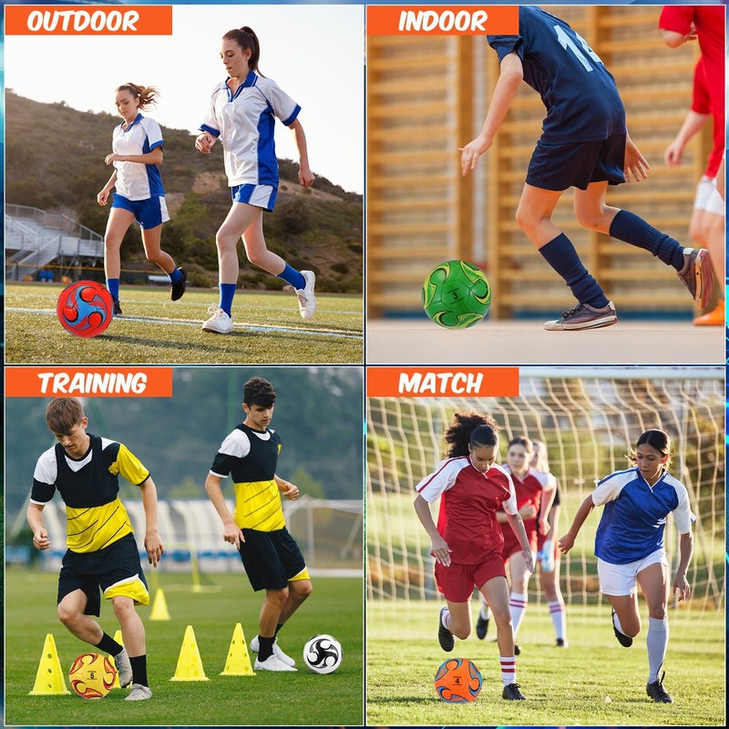 Lunmon 6 Pcs Operation Christmas Soccer Ball Bulk with Pump Size 5/4/3 for In... gallery