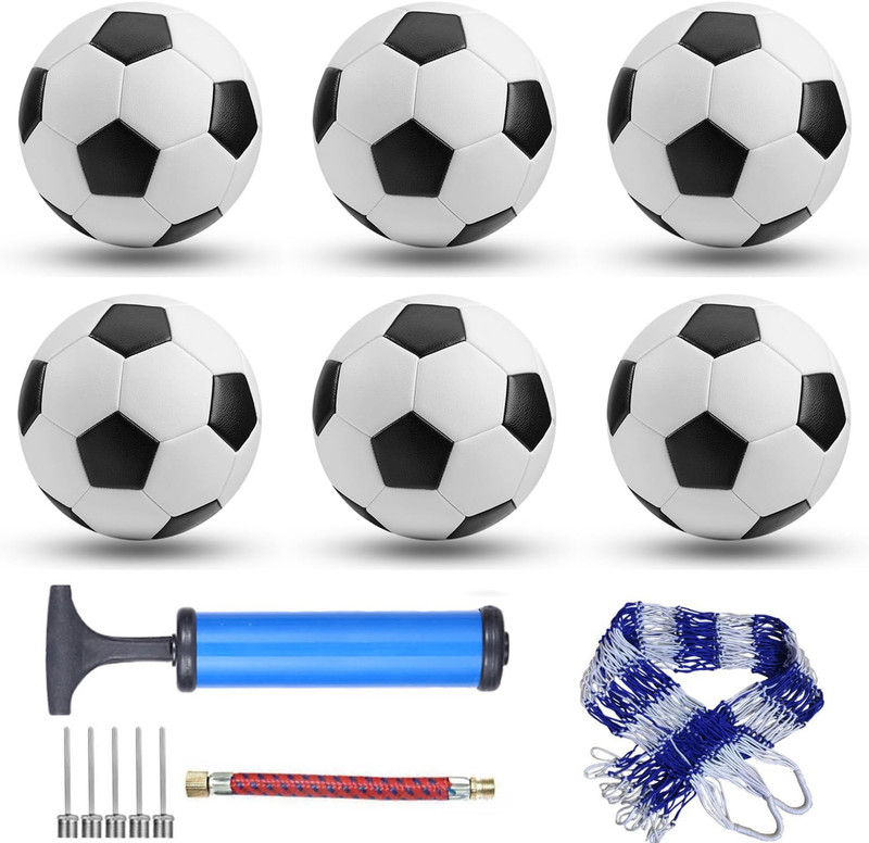 6 Pack Classic Soccer Balls Size 5/4/3 Includes Ball Pump and Net Bag，Soccer Tra