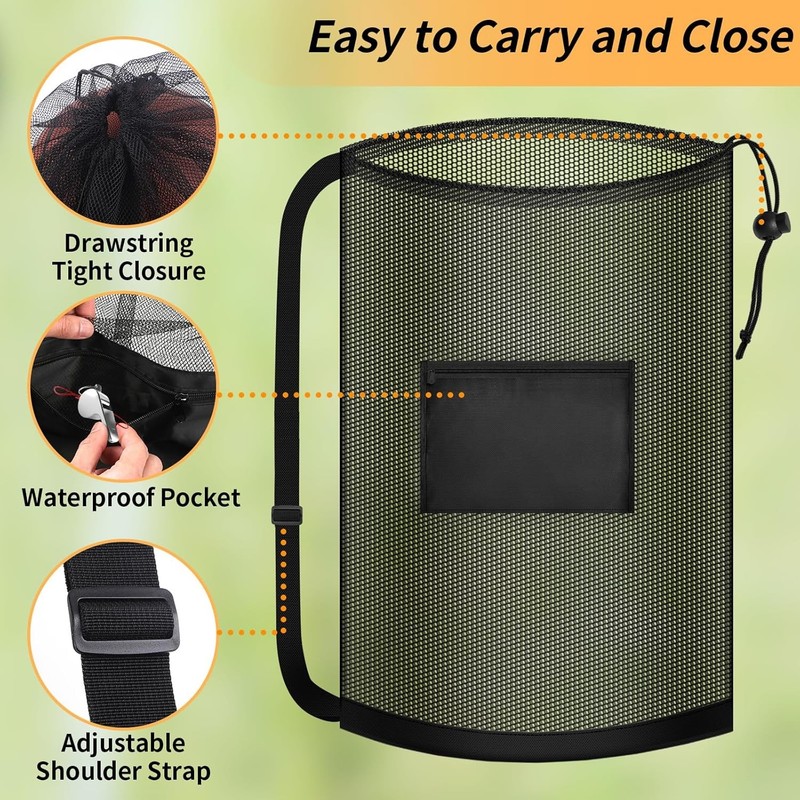 Extra Large Mesh Ball Bag, Heavy Duty Drawstring Storage One Size, Black gallery