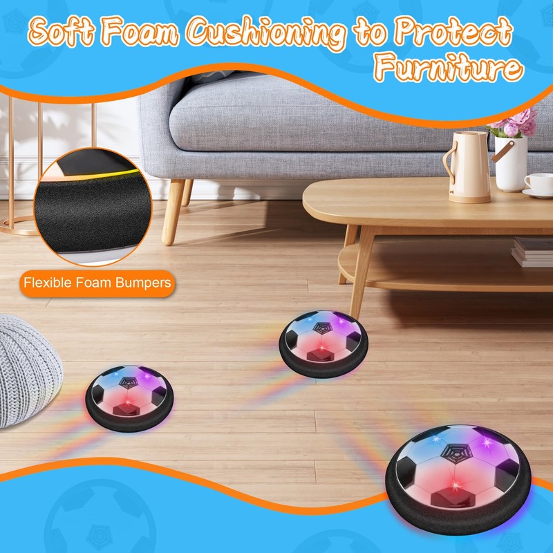 Nazano LED Hover Soccer Ball Set - Indoor Floating Soccer with 2 Goals & Lights gallery