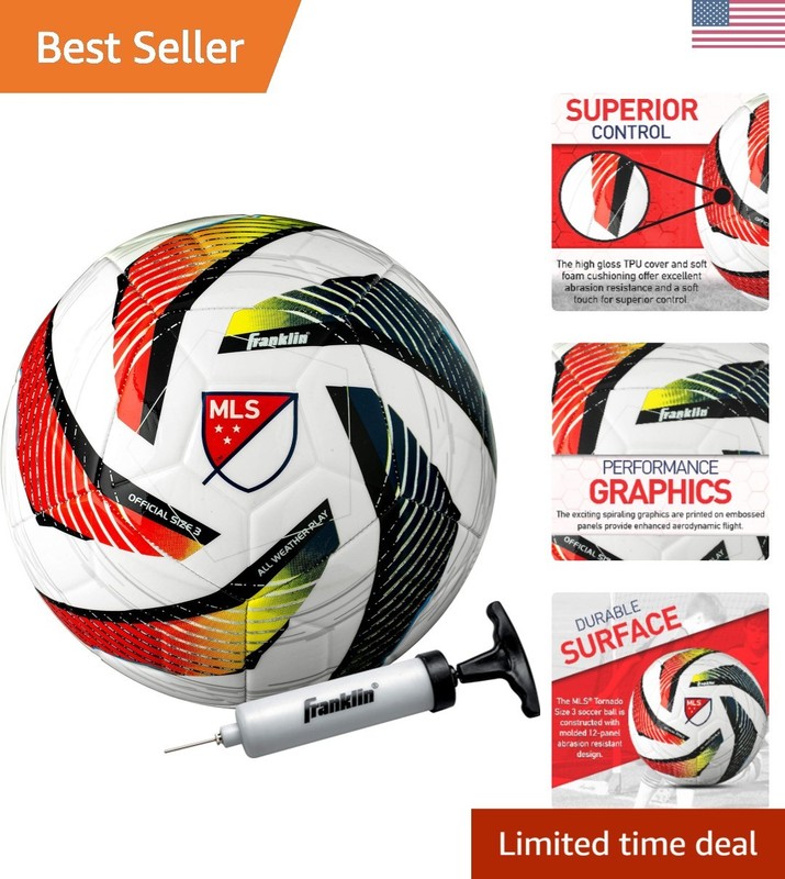Game-Ready MLS Tornado Soccer Ball – Size 5, Pump Included for All-Weather Play