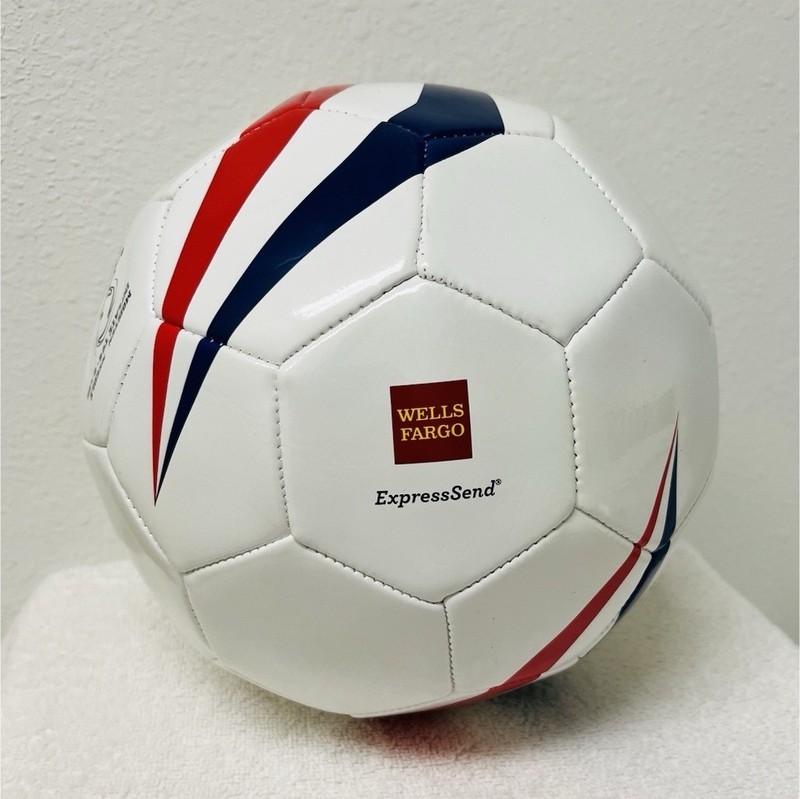 Wells Fargo ExpressSend Official Size 5 Soccer Ball White Red Blue New