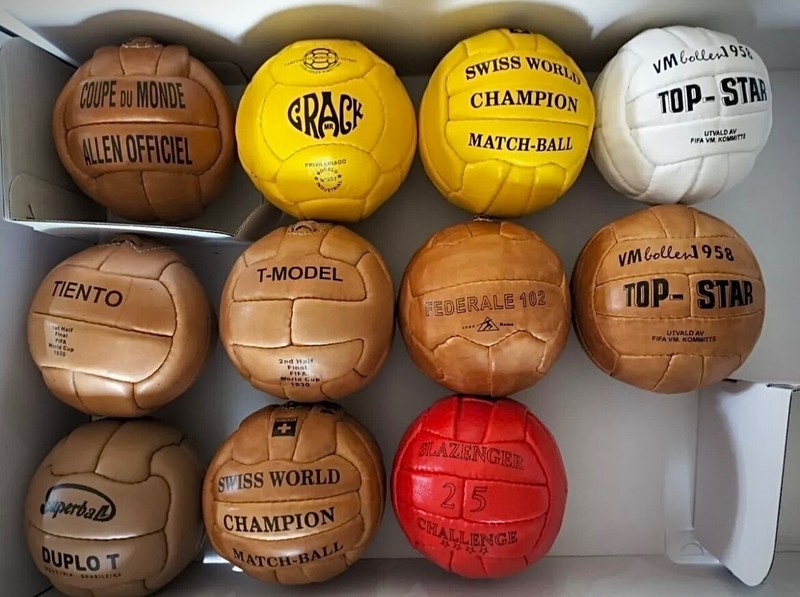 Historical mini ball set 11 pcs FIFA world cup 1930 to 1966 in leather size 1