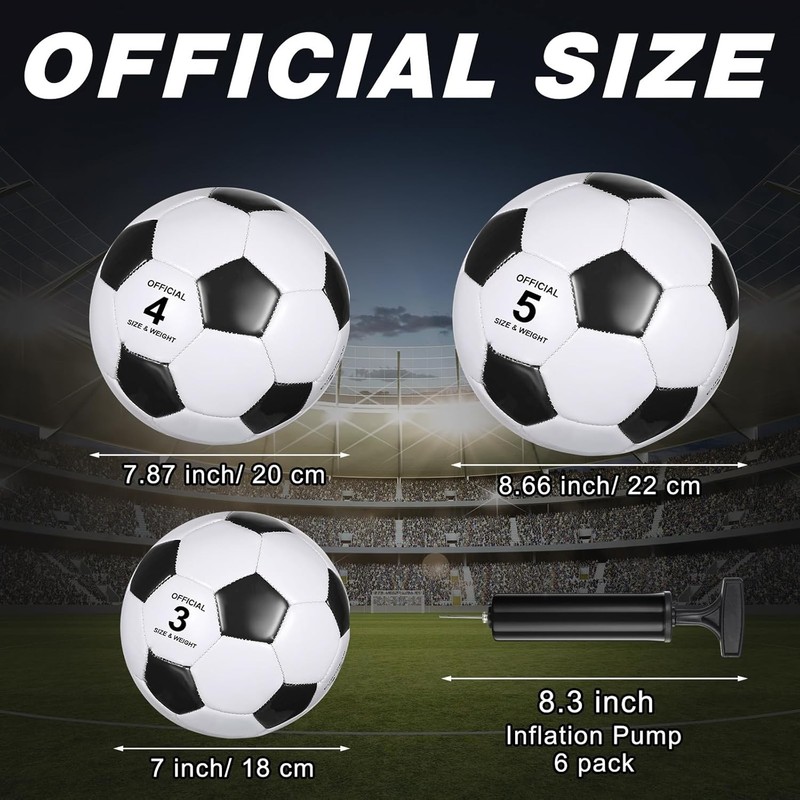 Bulk Soccer Ball Set - 6 Size 5/4/3 Deflated Balls with Pump for All Ages gallery