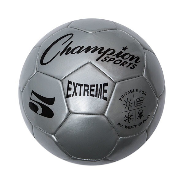 Champion Sports Extreme Soft Touch Butyl Bladder Soccer Ball, Size 5, Silver