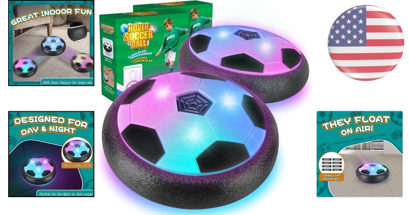 Hover Soccer Ball Set - 2 Pack with Batteries, Foam Bumpers & Indoor Outdoor Fun gallery