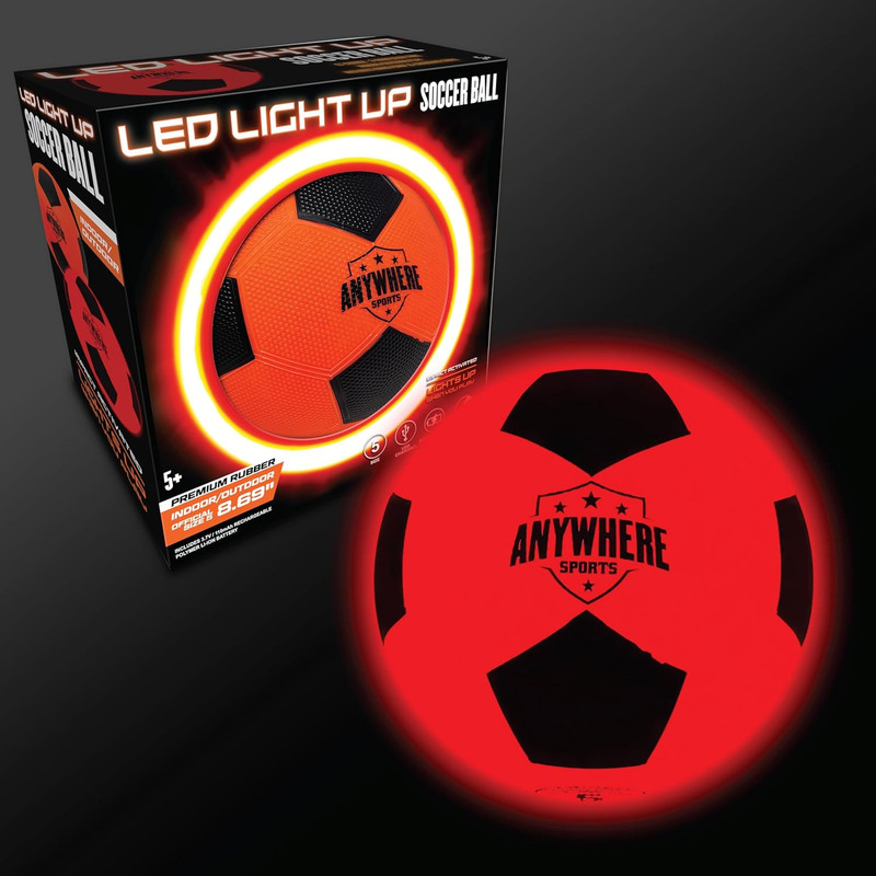 Anywhere Sports Pro Glow Light-Up Soccer Ball with Pump & USB Rechargeable LED L