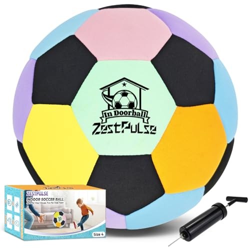 Soft Indoor Soccer Ball Size 4 - Fun Silent House Ball Blue/Yellow/Pink/Purple gallery