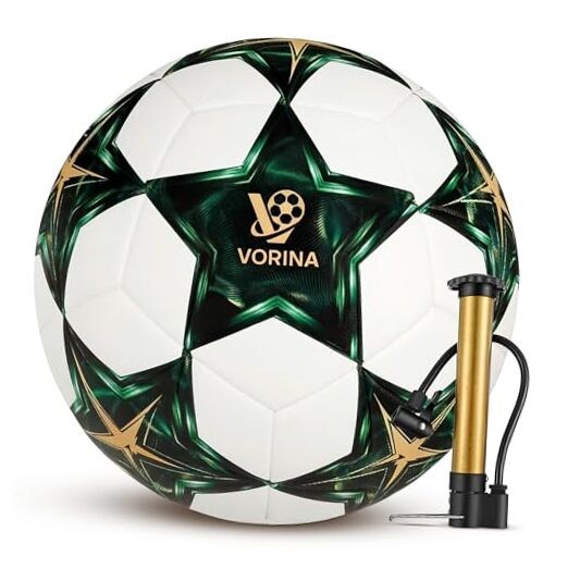 Soccer Ball Size 5 – Official Match & Training Ball, Waterproof White, Green