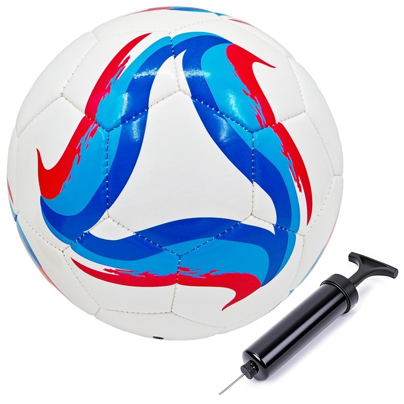NBSPT Size 3 Soccer Ball Colorful Pattern Kids Toy 3, Whtie Blue Red