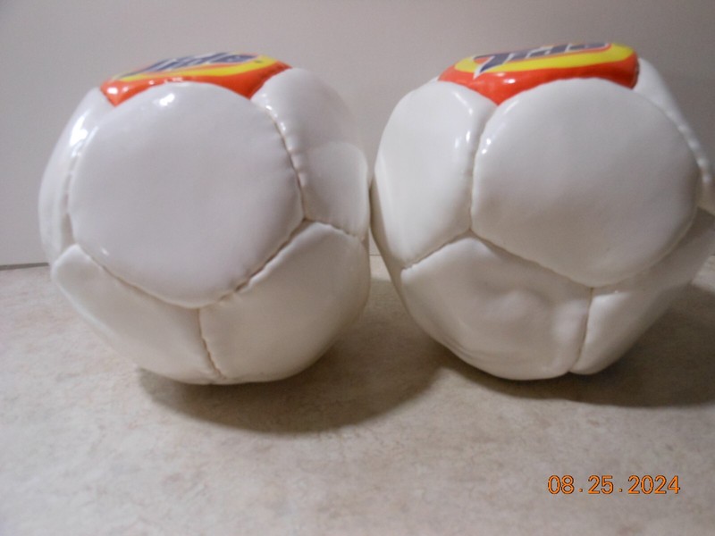 Vintage "TIDE SOAP" Mini Size, White Soccer Ball x 2 PLASTIC?? NEVER INFLATED gallery