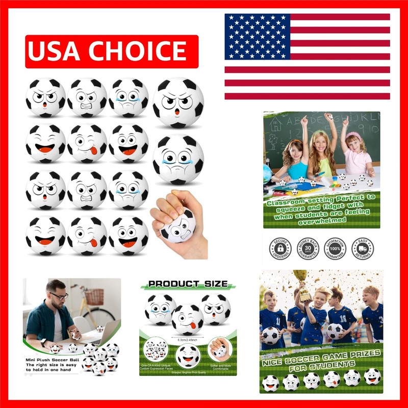12 Mini Soccer Face Stress Balls – Fun & Portable Stress Relievers 2.5“